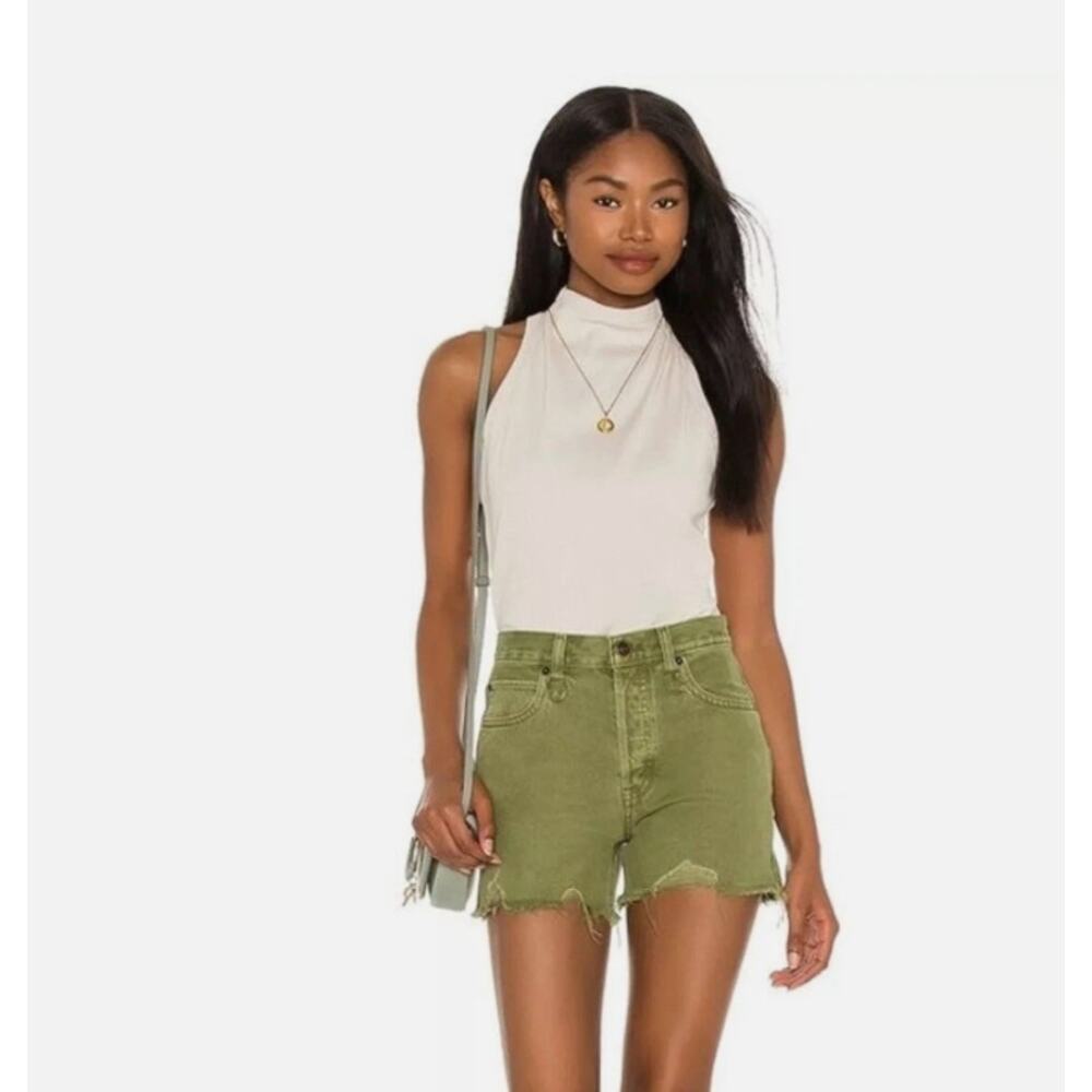 Free People We The Free Makai Cutoff Short Olive Green Size 30